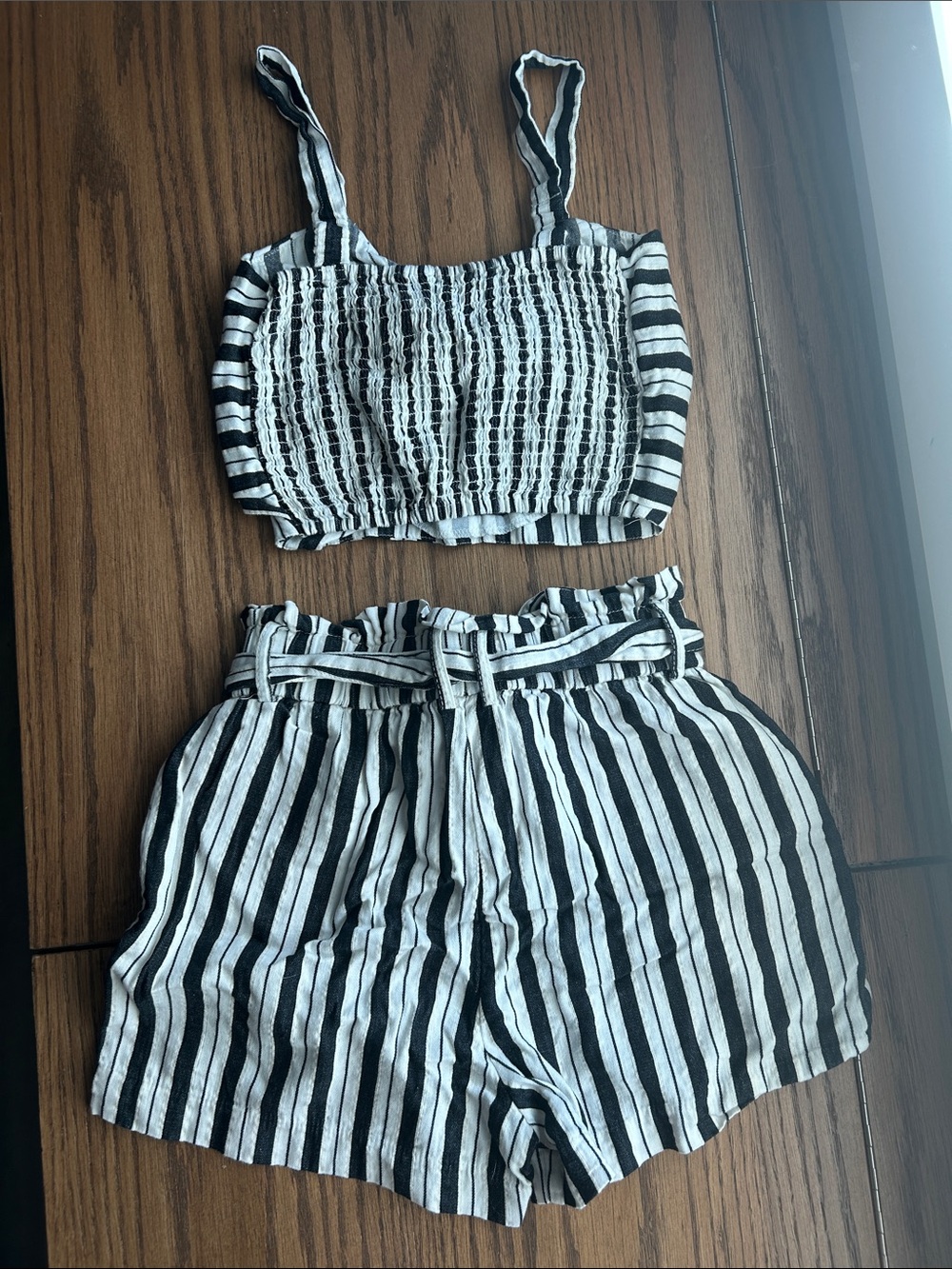 Dynamite Black & White Vertical Stripe Two-Piece Set - Picture 2 of 5